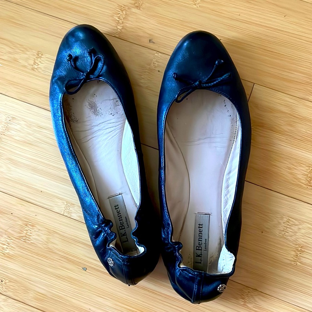 LK Bennett Nappa Leather Ballet Flats Black sz38